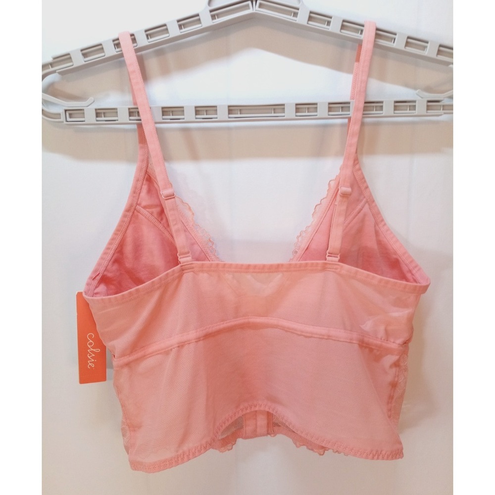 New Colsie Corset Bralette, Women's Bra, Medium, Pink Lace - Picture 2 of 3